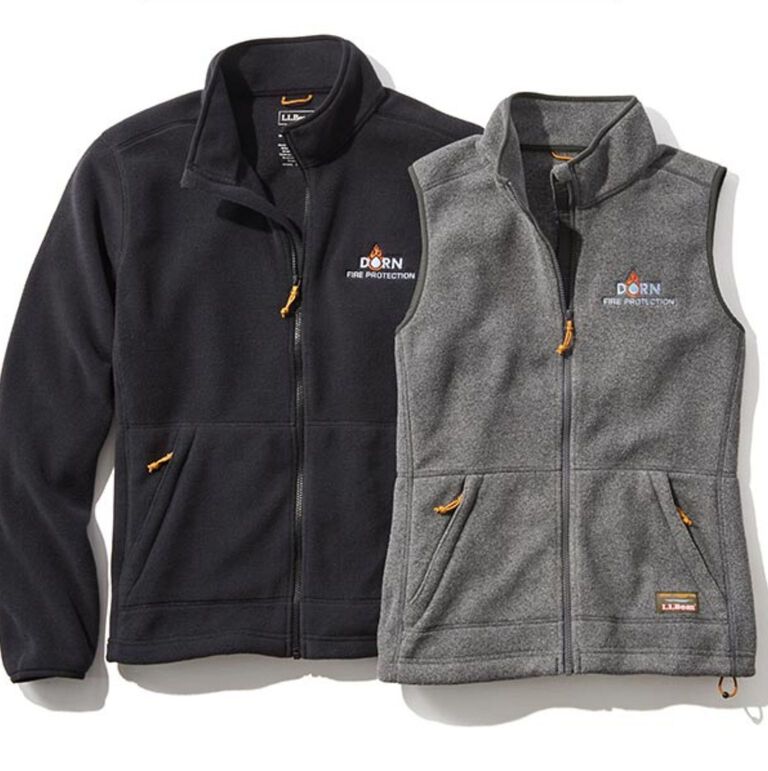 mountain classic fleece jacket and vest with embroidered dorn fire protection logo