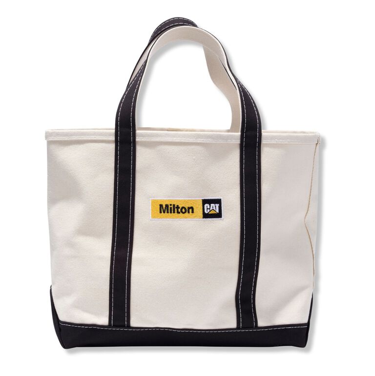 boat and tote bag with embroidered milton logo